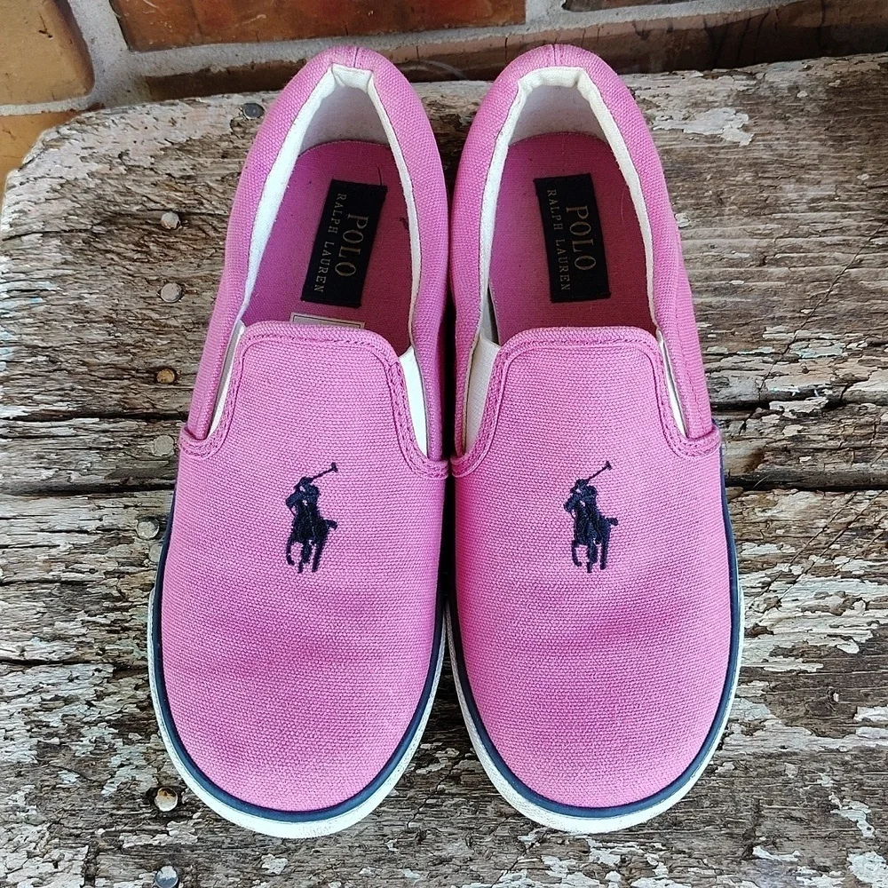 Ralph Lauren Polo toddler shoes size 3 Pink Canvas Slip Ons